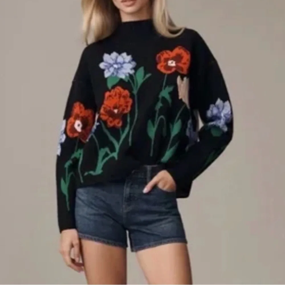 NWT MAEVE BY Anthropologie CARYS MOCK-NECK JUMPER SZ M - Picture 2 of 4